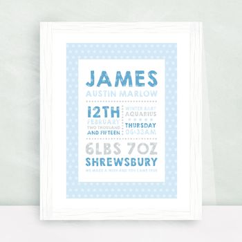 Personalised Birth Details Print, 6 of 9