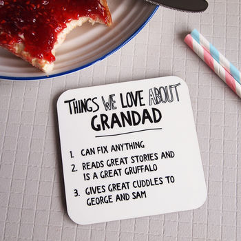 Personalised Things We Love About Grandad Coaster, 3 of 5