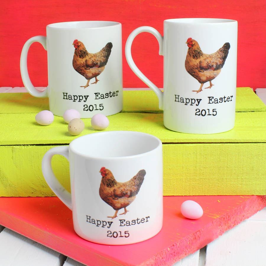 personalised easter chicken mug by snapdragon