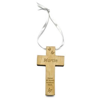Personalised Wooden Cross Christening Keepsake Gift, 2 of 2