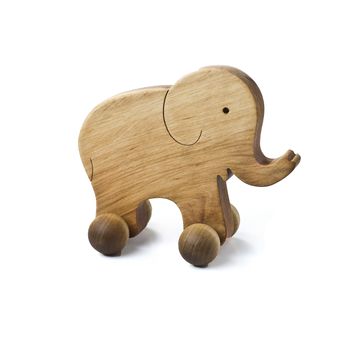 Personalised Wooden Baby Elephant On Wheels, 3 of 3