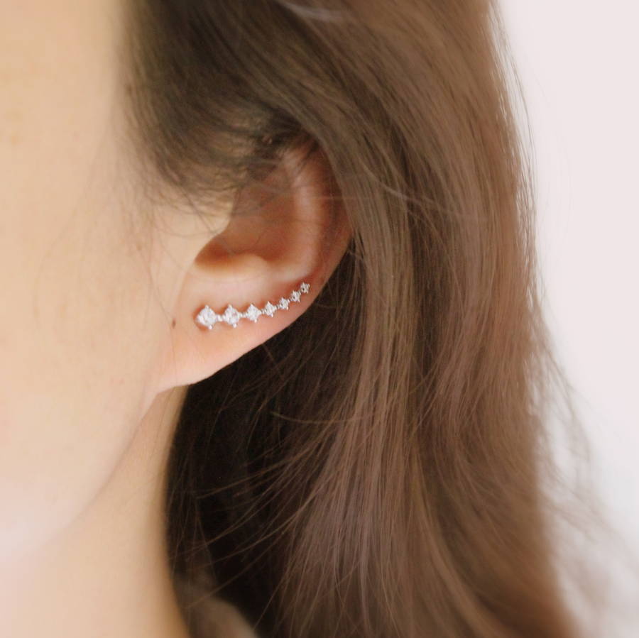 Ear Cuff Silver Uk At Kristine Aviles Blog   Original Sterling Silver Crystal Curve Ear Cuffs 