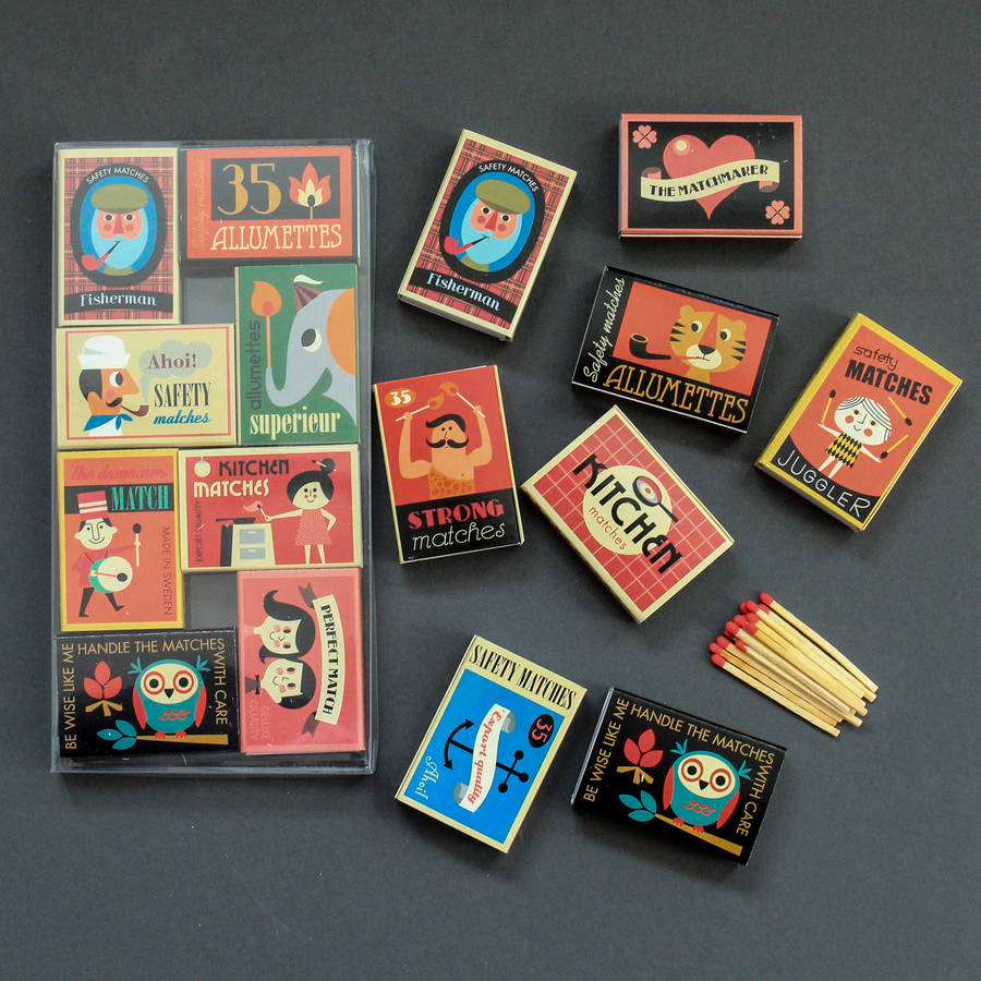 Set Of Eight Boxes Of Matches By Berylune