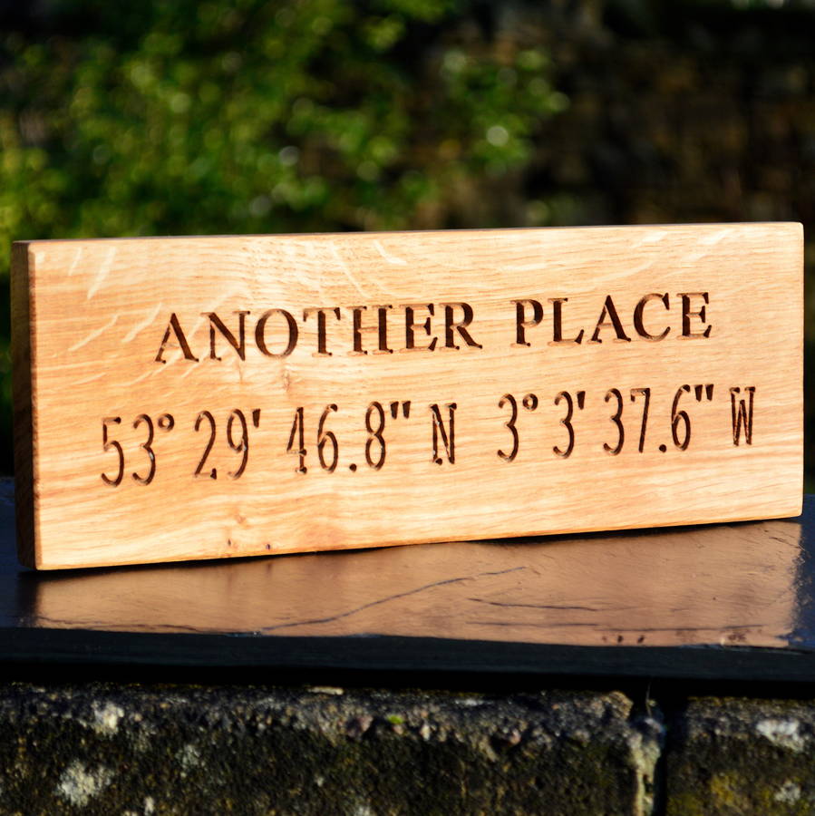 Engraved Oak Personalised Co Ordinate Sign, 1 of 5