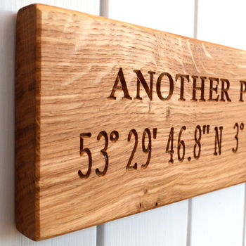Engraved Oak Personalised Co Ordinate Sign, 2 of 5