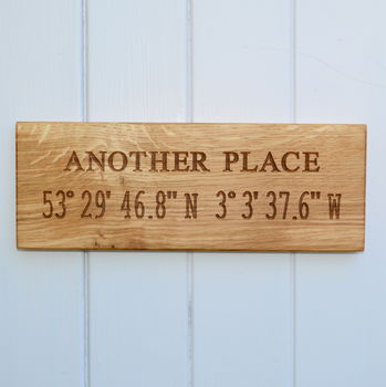 Engraved Oak Personalised Co Ordinate Sign, 3 of 5