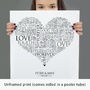 Personalised Heart Word Art Print, thumbnail 8 of 10
