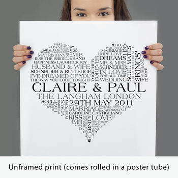 Personalised Wedding Word Art Print, 5 of 11