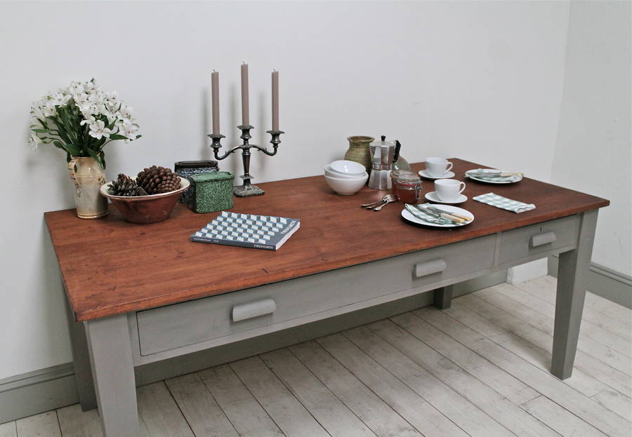 Large Painted Mahogany Table By Distressed but not Forsaken