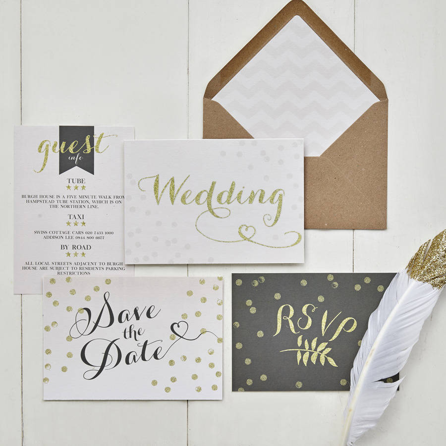 glitter glam wedding invitation by papergrace