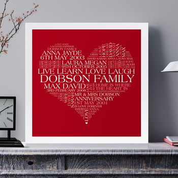Personalised Heart Family Word Art Print, 4 of 11