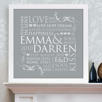 Personalised Couple's Word Design Print, 8 of 10