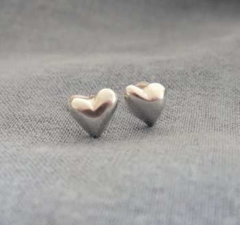 Silver Puffed Heart Studs, 2 of 6