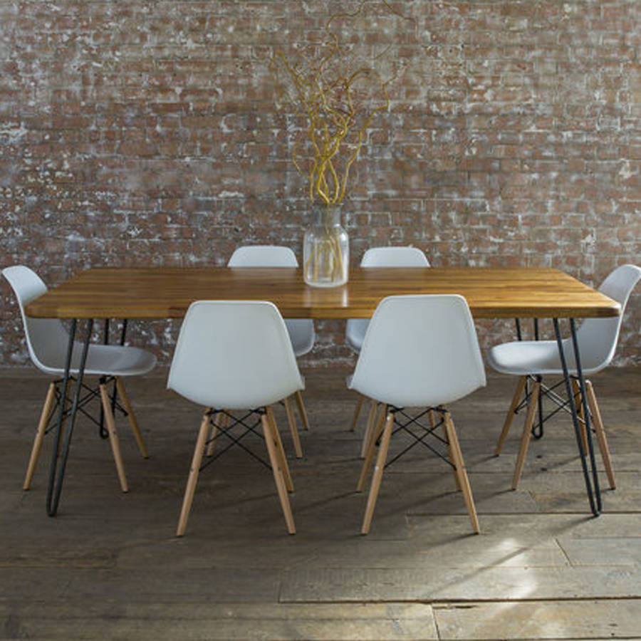 original_midcentury modern dining table with hairpin legs