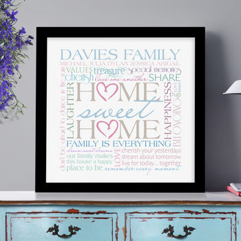 Personalised Family 'Home Sweet Home' Art, 3 of 8