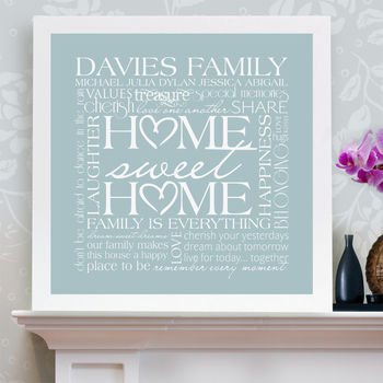 Personalised Family 'Home Sweet Home' Art, 4 of 8