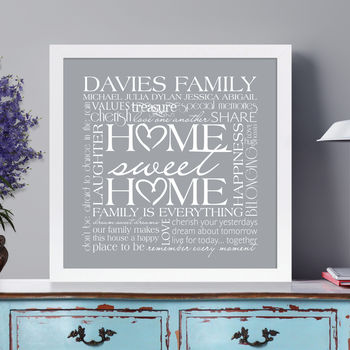 Personalised Family 'Home Sweet Home' Art, 2 of 8