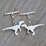 Velociraptor Cufflinks In Sterling Silver, thumbnail 2 of 5