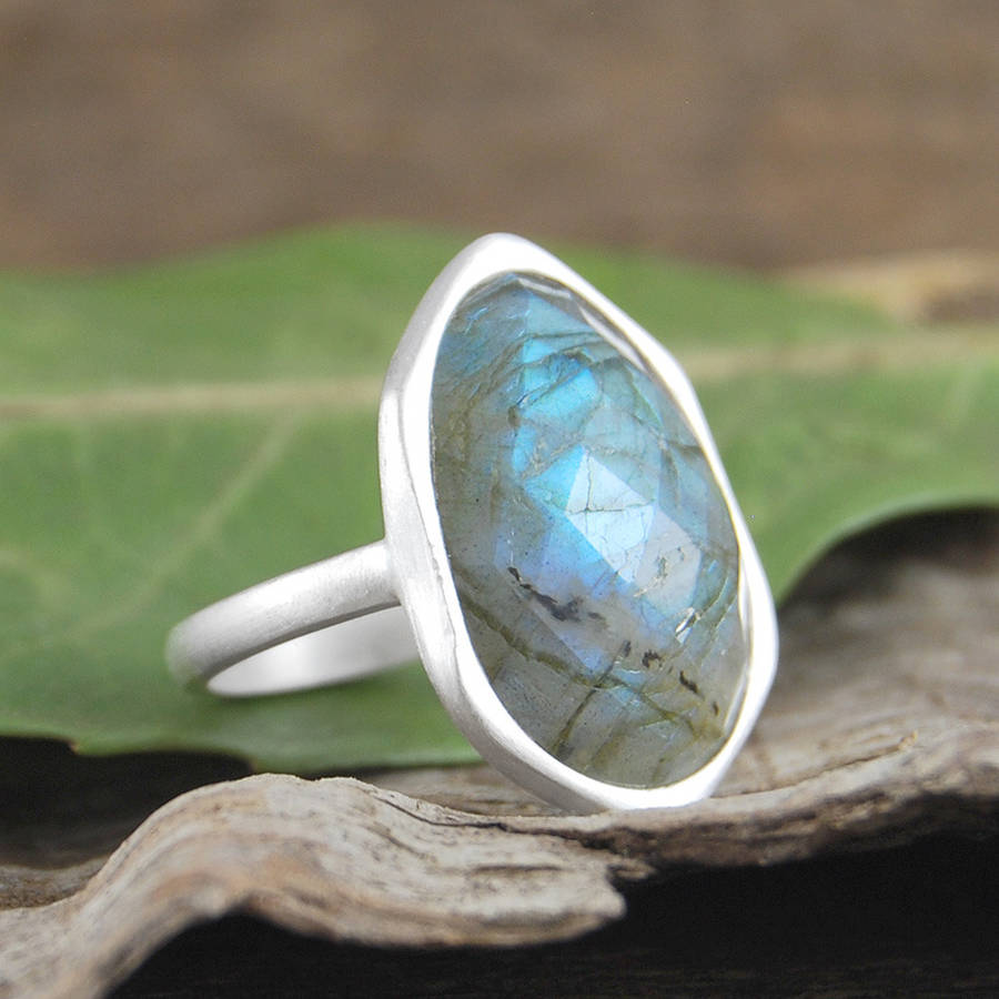 faceted labradorite sterling silver cocktail ring by embers gemstone ...