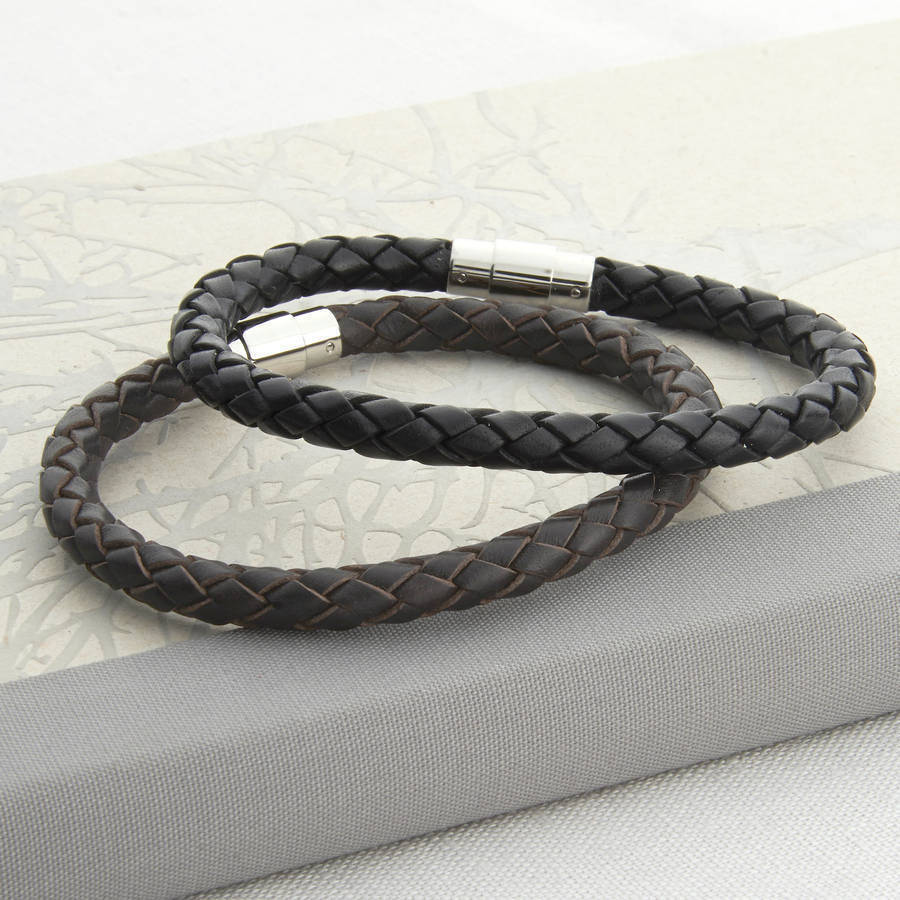 men's plaited leather bracelet by hurleyburley man