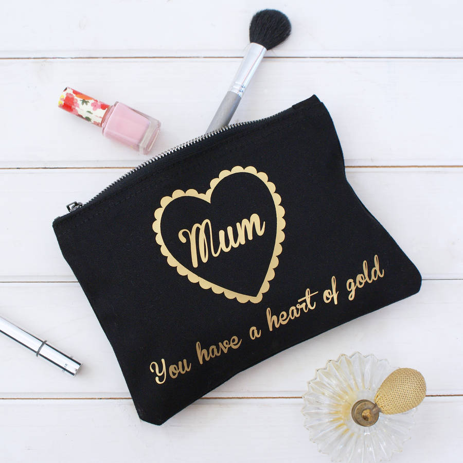 personalised heart of gold make up pouch by sparks and daughters