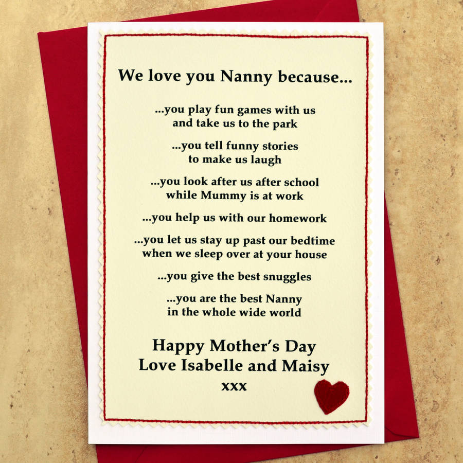'we love you nanny…' personalised mothers day card by jenny arnott ...