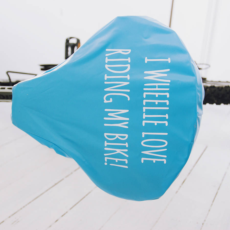'wheelie love' bike seat rain cover by kelly connor designs