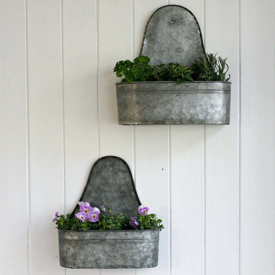 Two Zinc Wall Planters By Magpie Living 