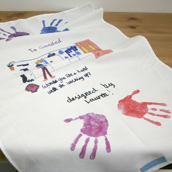 Your Child's Artwork Personalised Tea Towel, 2 of 3