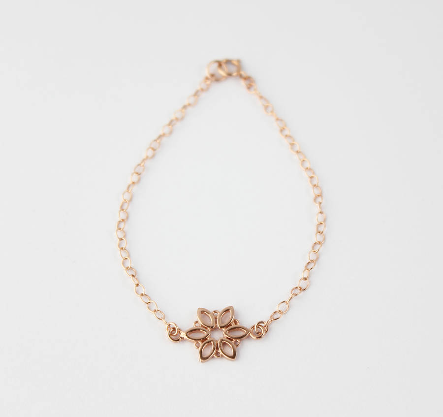 Rose Gold Flower Bracelet By Ilona Maria Jewellery