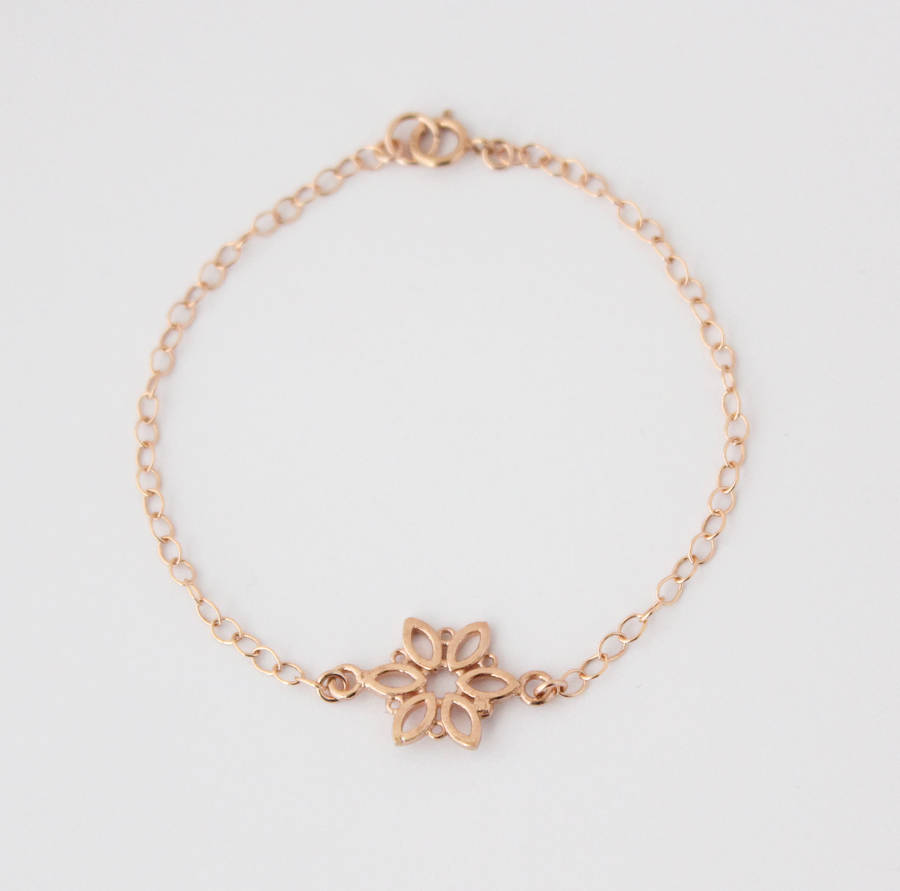 Rose Gold Flower Bracelet By Ilona Maria Jewellery