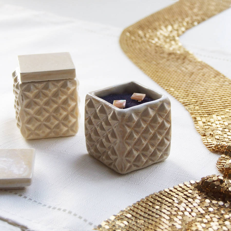 handmade square shell earrings and jewellery box by helen rebecca