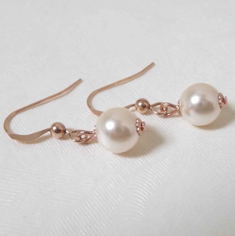 rose gold pearl fish hook earrings by katherine swaine