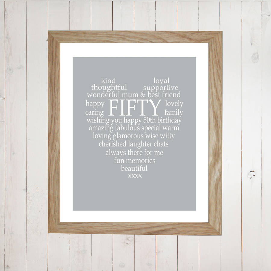 personalised 50th birthday print by ciliegia designs ...