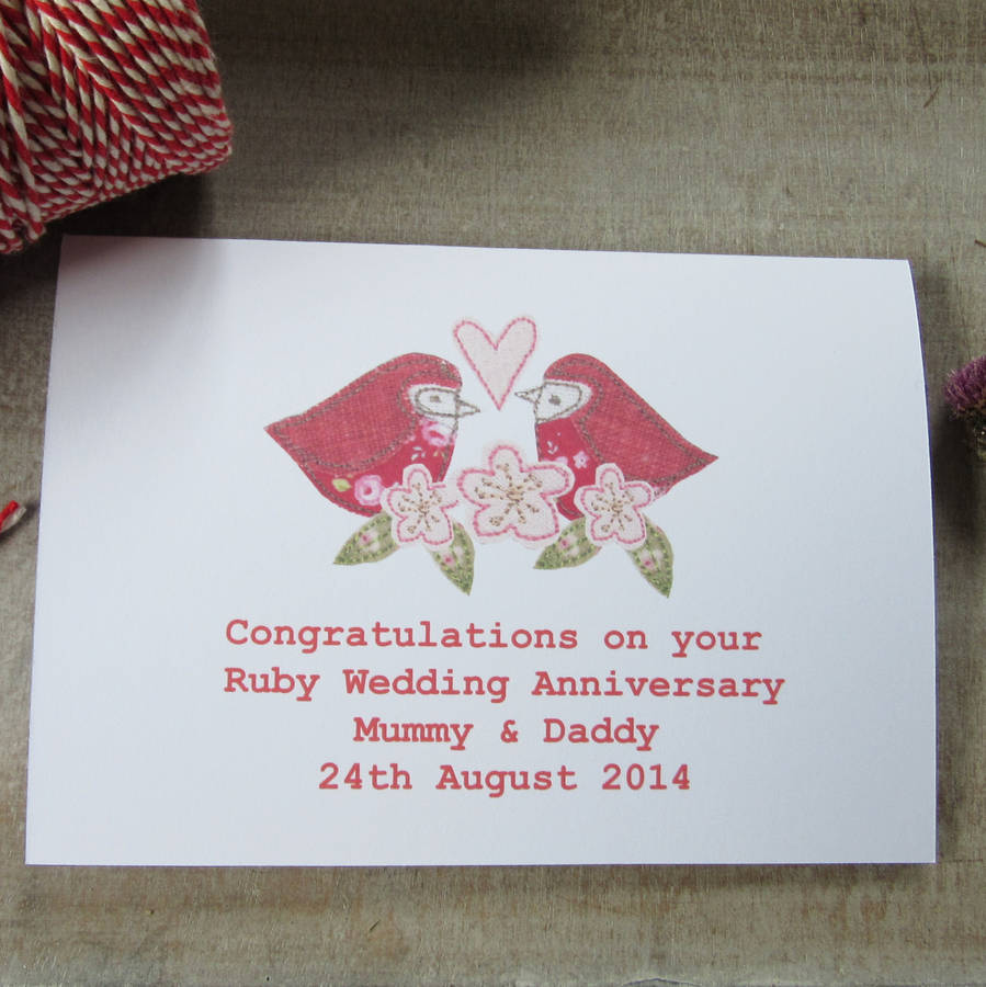 Personalised Love Bird Ruby Wedding Anniversary Card, 1 of 3