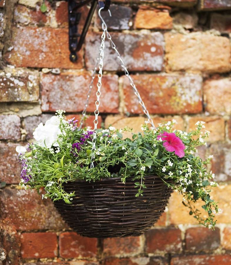 Natural Rattan Hanging Basket 41cm By Garden Selections