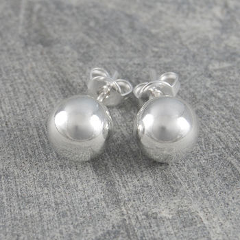 Large Classic Sterling Silver Ball Stud Earrings, 5 of 8