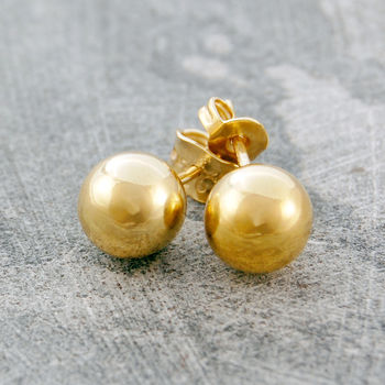 Ball Gold Plated Silver Stud Earrings, 5 of 7