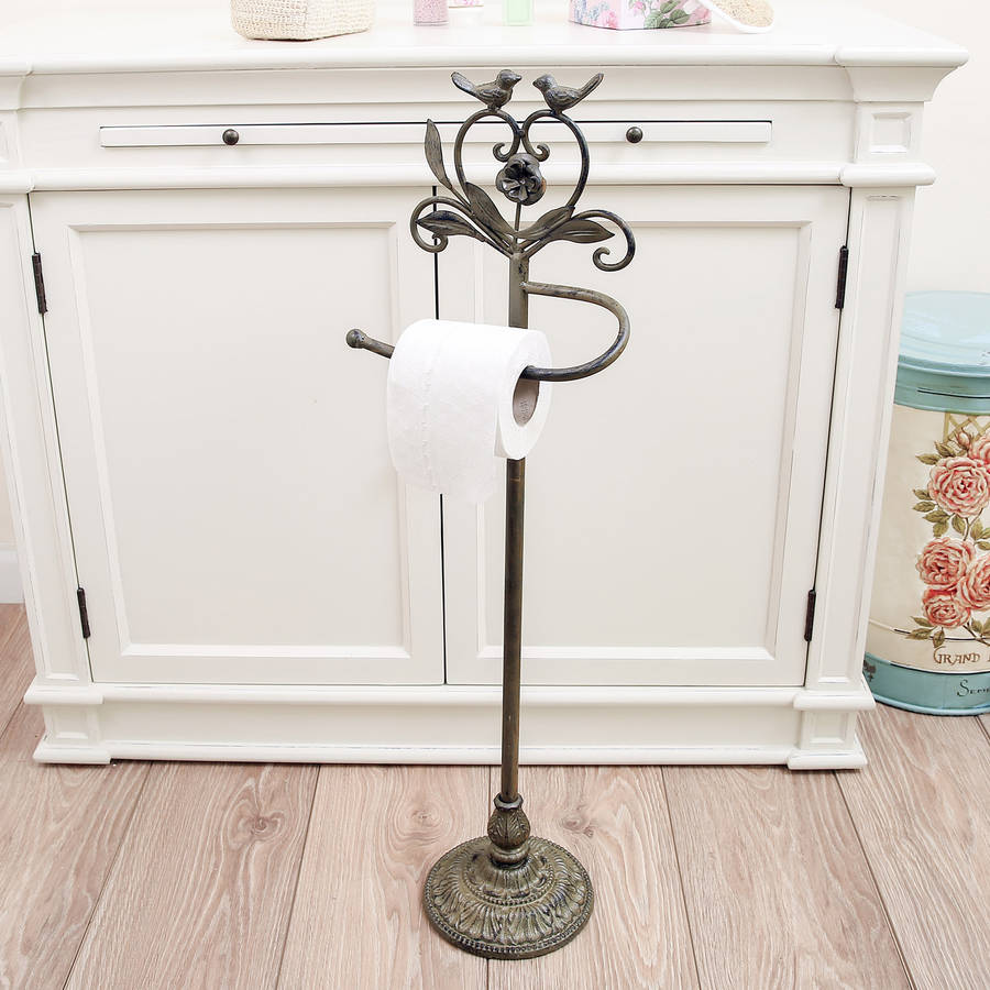 love birds cast iron standing toilet roll holder by dibor