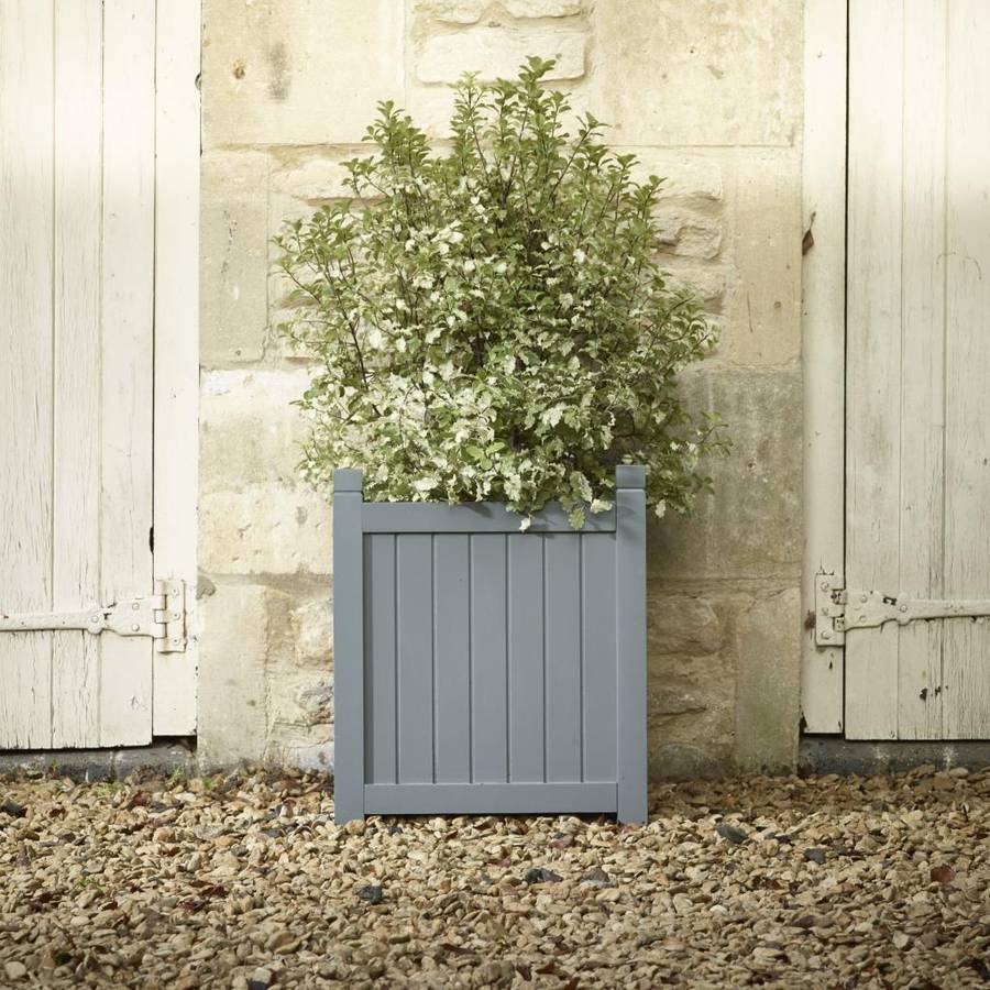 elegant hardwood planter in down pipe grey large by garden selections ...