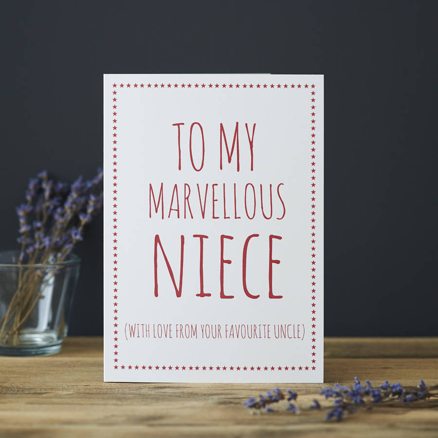 Niece Favourite Uncle Or Auntie Card By Sweet William Designs