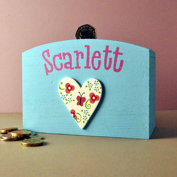 Personalised Money Box Butterfly Heart, 3 of 3