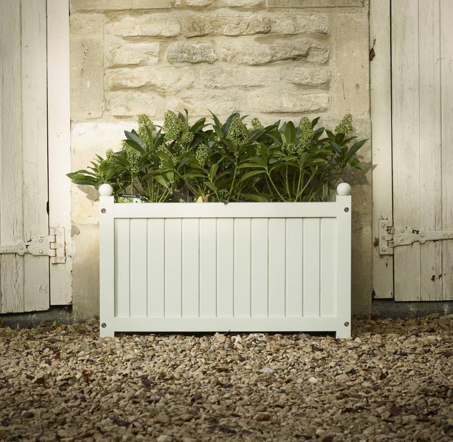 large elegant hardwood trough planter in french grey by 