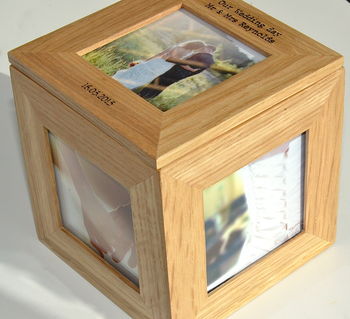 Personalised Oak Wedding Photo Cube, 5 of 6