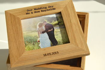 Personalised Oak Wedding Photo Cube, 2 of 6