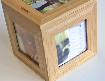 Personalised Oak Wedding Photo Cube, 6 of 6