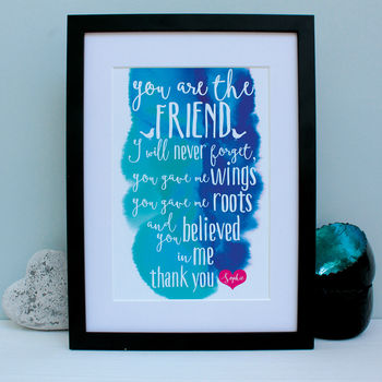 Personalised Unforgettable Friend Framed Print, 2 of 8
