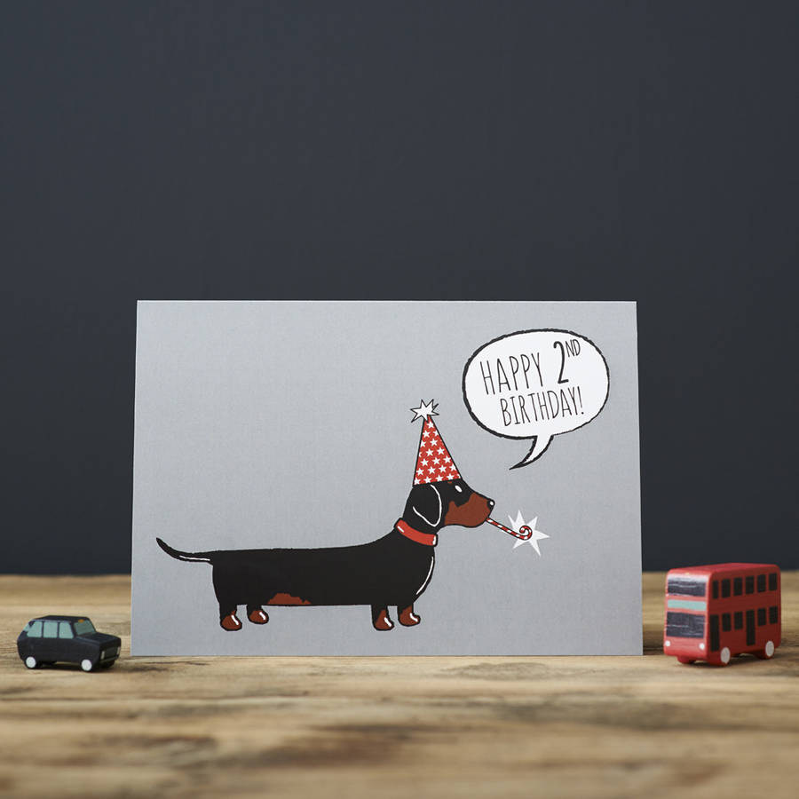 Dachshund / Sausage Dog 2nd Birthday Card By Sweet William Designs