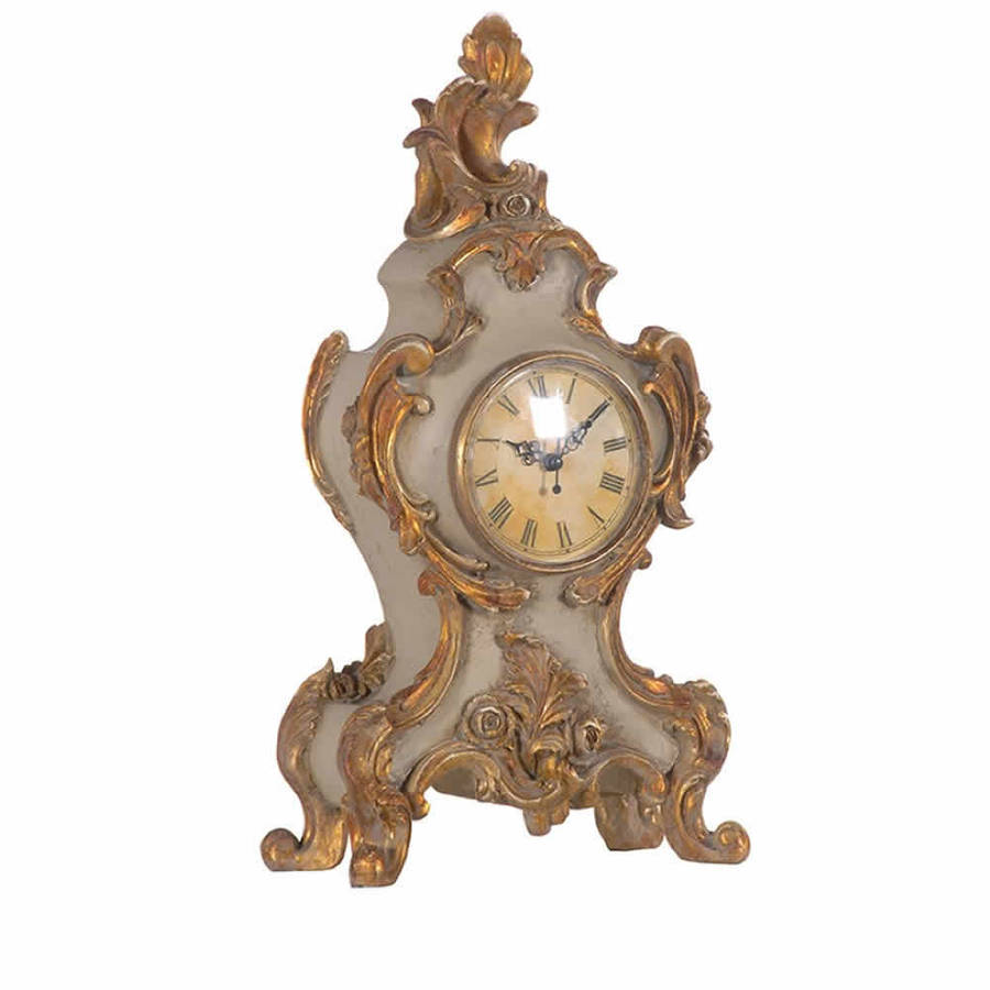 Antiqued French Style Mantle Clock With Gold Detail By Cowshed