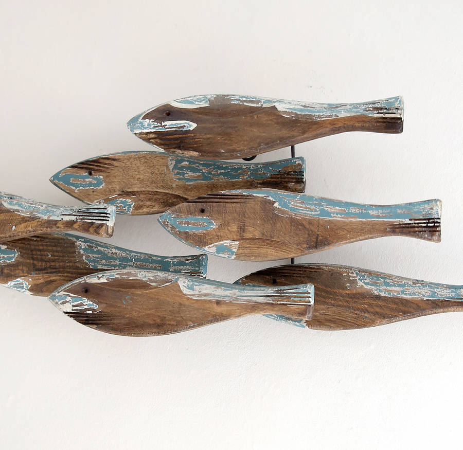 vintage style fish shoal wall art by red lilly